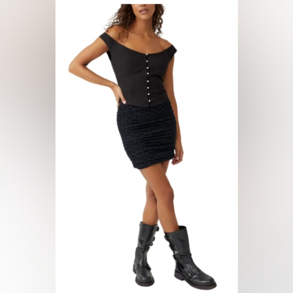 FREE PEOPLE Ona Convertible Ruched Skirt - Black - Size M (NWT) - Picture 4 of 9